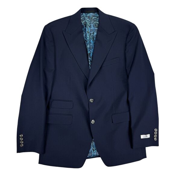 Tayion Mens Acontour Classic Fit Solid Suit Jacket Dark Blue 40R